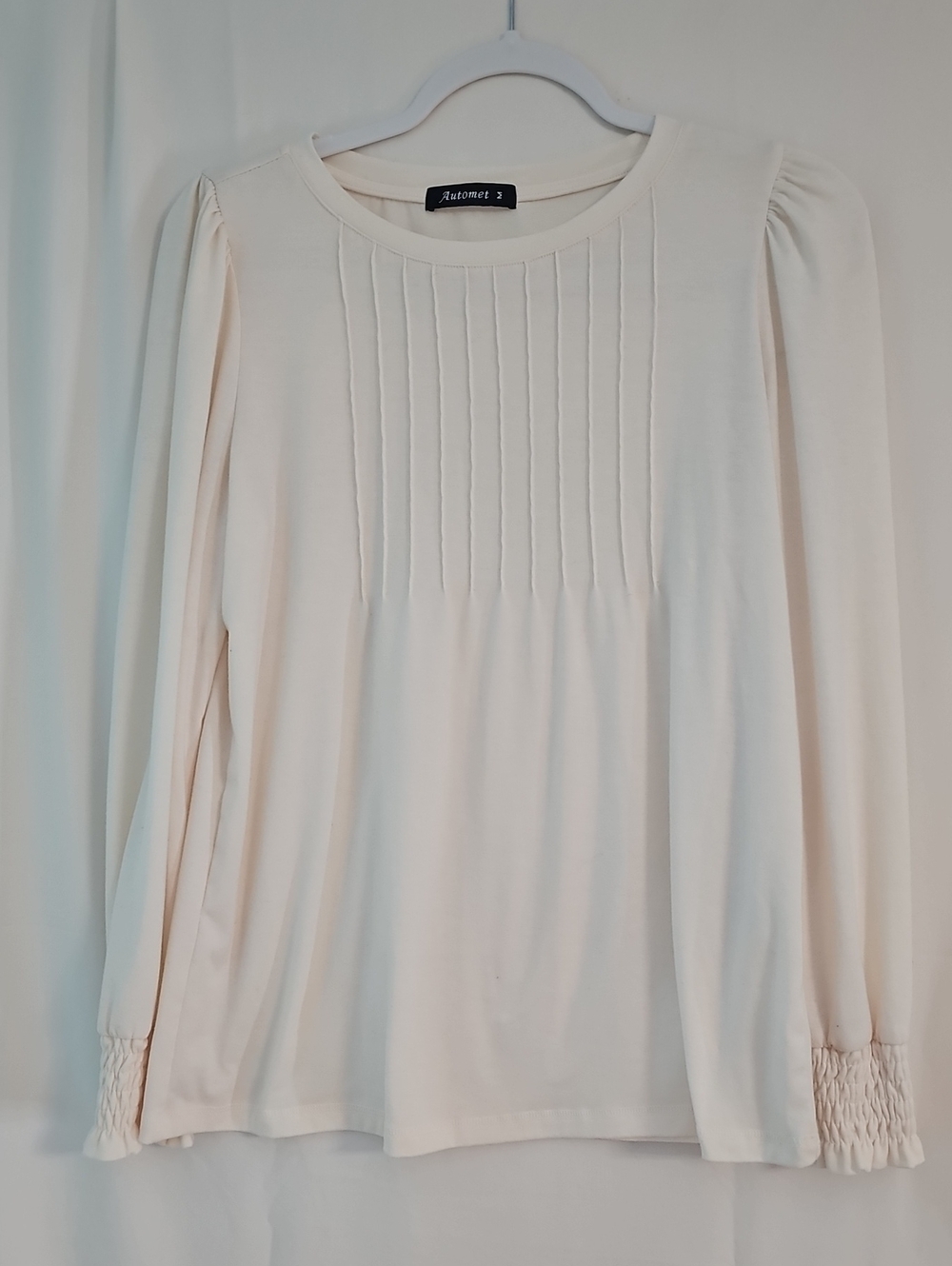 Automet Ivory Pintuck Long-Sleeve Top